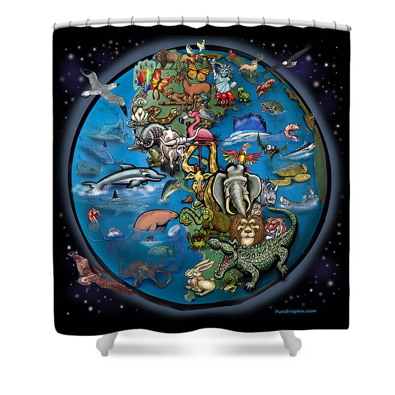 Animal Shower Curtain featuring the digital art Animal Planet by Kevin Middleton