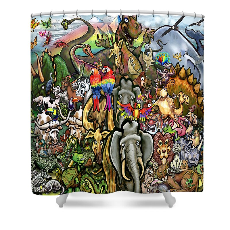 Animal Shower Curtain featuring the digital art Animals Great and Small by Kevin Middleton