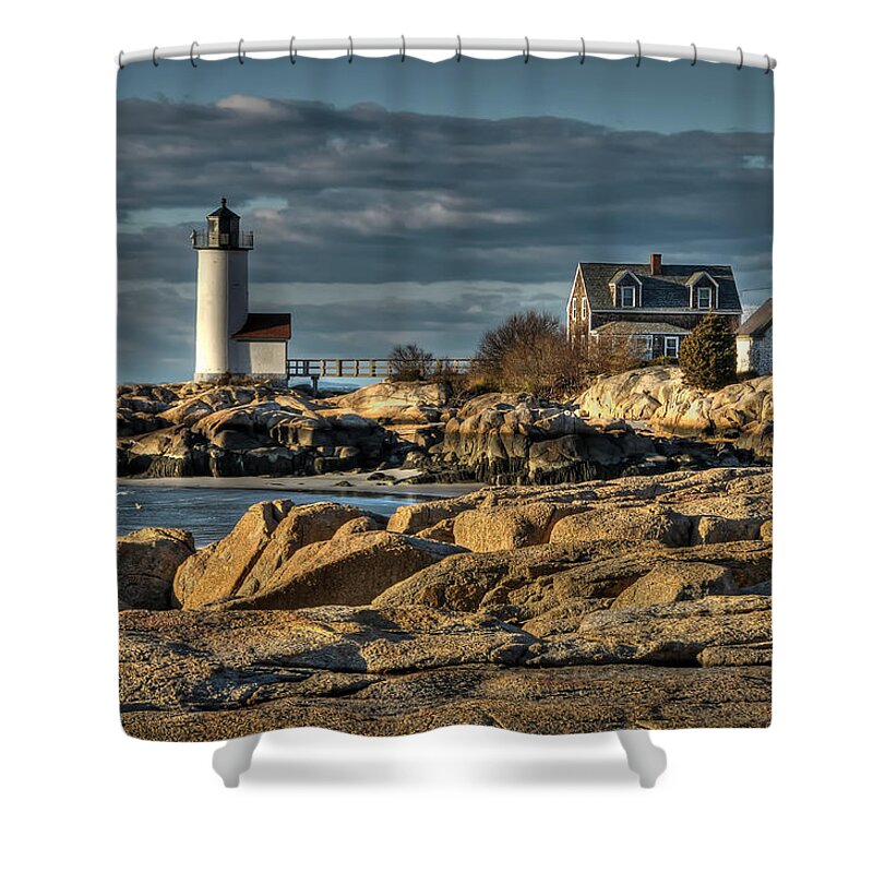 Annisquam Lighthouse Shower Curtain featuring the photograph Annisquam Lighthouse by Liz Mackney