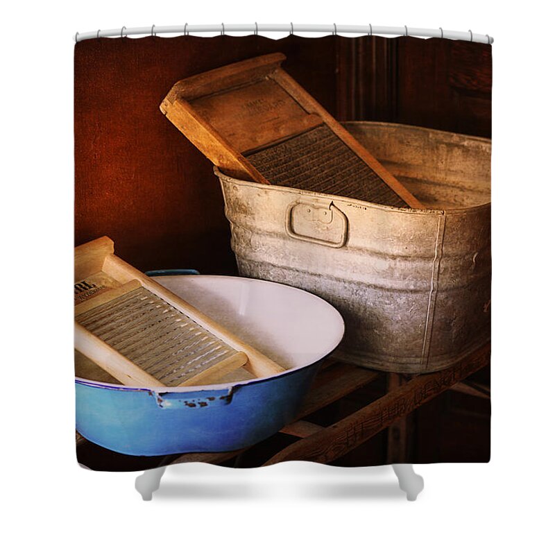 Antique Shower Curtain featuring the photograph Antique Wash Tubs by Maria Angelica Maira