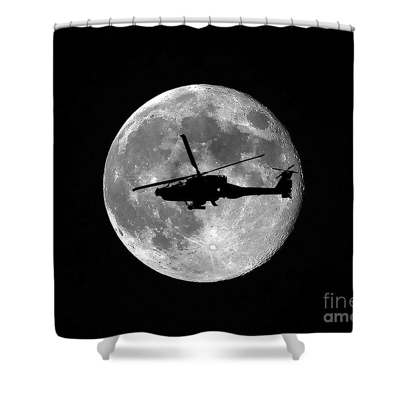Helicopter Shower Curtain featuring the photograph Apache Moon by Al Powell Photography USA
