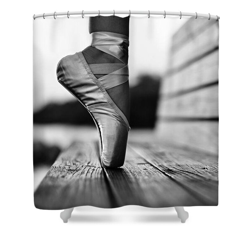 Pointe Shoes Shower Curtain featuring the photograph Aplomb by Laura Fasulo