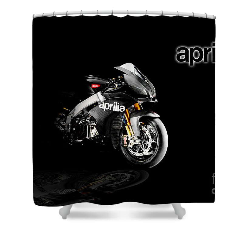 Aprilia Shower Curtain featuring the digital art Aprilia RSV4 by Airpower Art