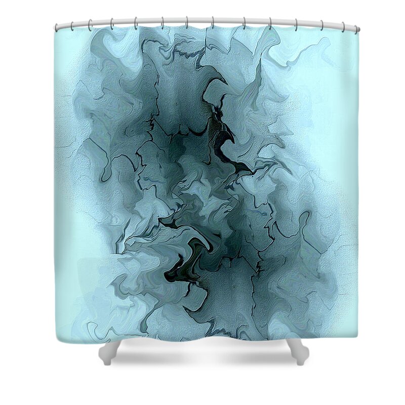 Digital Abstract Shower Curtain featuring the digital art Aqua Abstract by Kae Cheatham