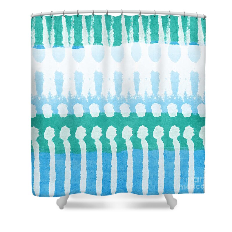 Aqua Shower Curtain featuring the painting Aqua by Linda Woods