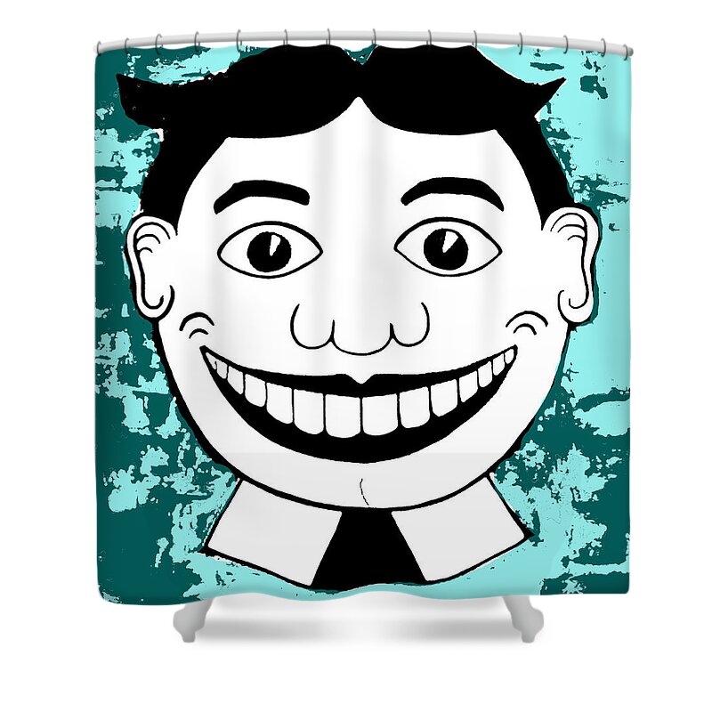 Patricia Arroyo Asbury Art Shower Curtain featuring the painting Aqua Pop Tillie by Patricia Arroyo