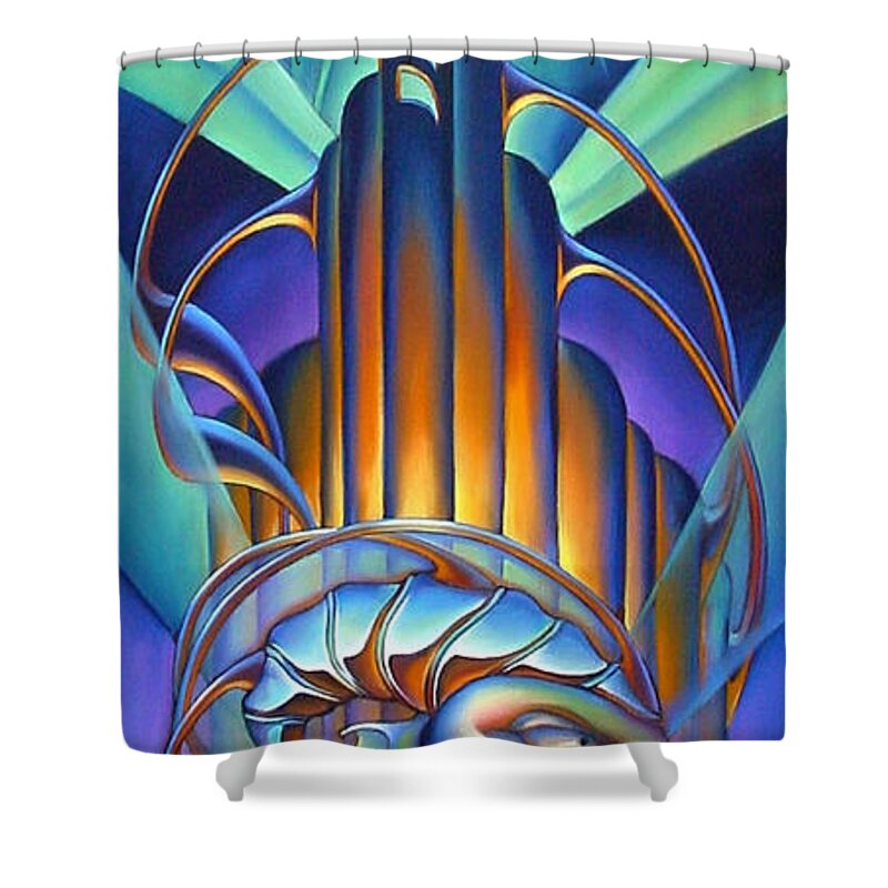 Siren Shower Curtain featuring the painting Aquapolis by Patrick Anthony Pierson