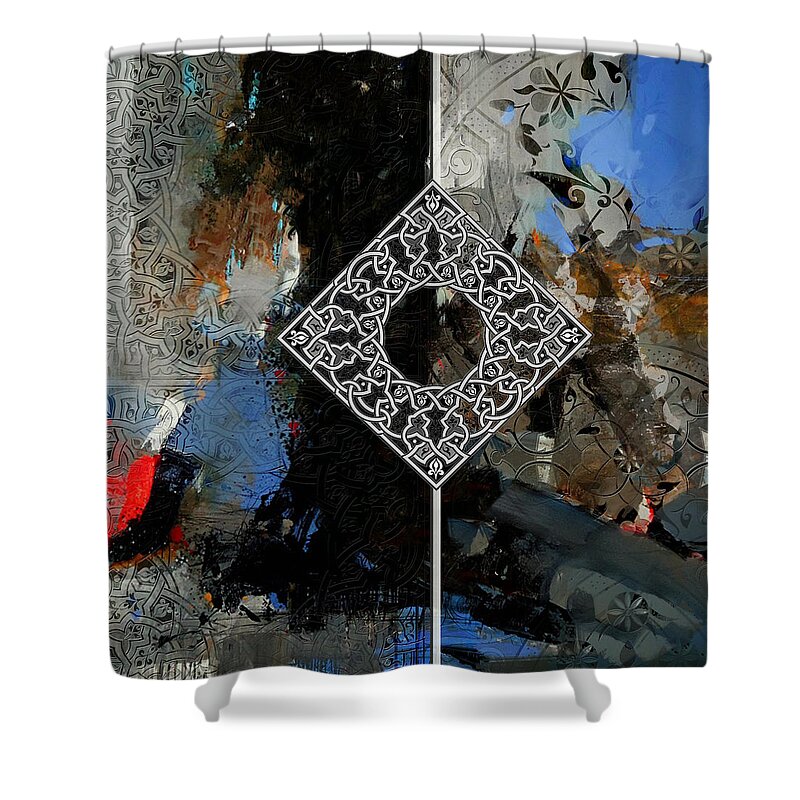 Bismillah Shower Curtain featuring the painting Arabesque 4 by Shah Nawaz