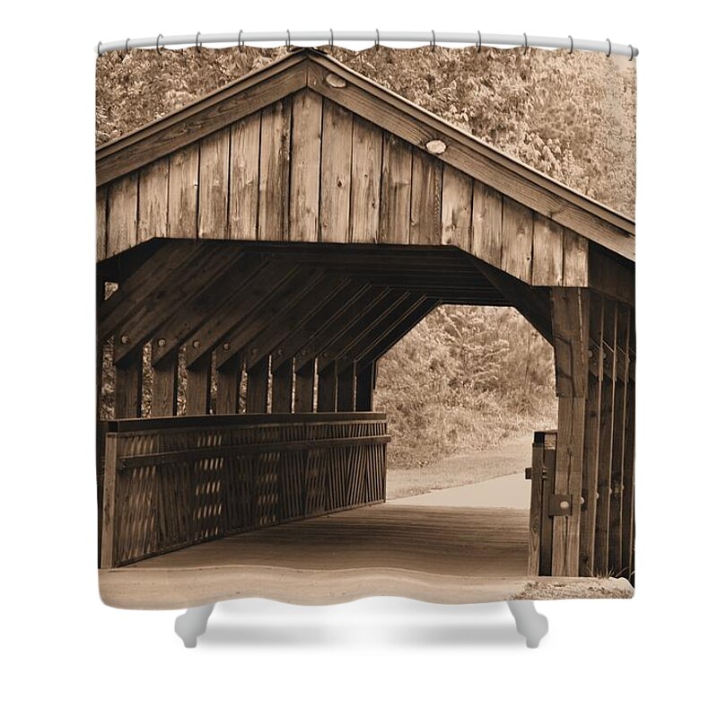 Arabia Mountain Shower Curtain featuring the photograph Arabia Mountain Covered Bridge by Tara Potts
