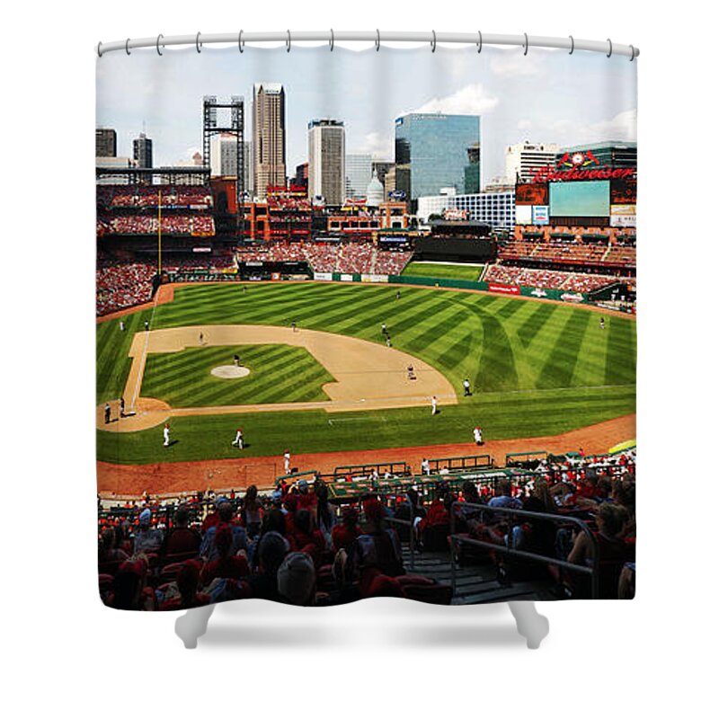 Busch Stadium Shower Curtain featuring the photograph Arch Returns to the Outfield by C H Apperson