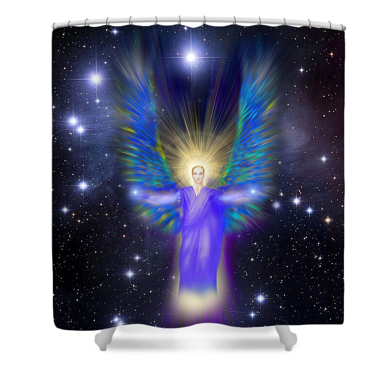 Endre Shower Curtain featuring the digital art Archangel Michael by Endre Balogh