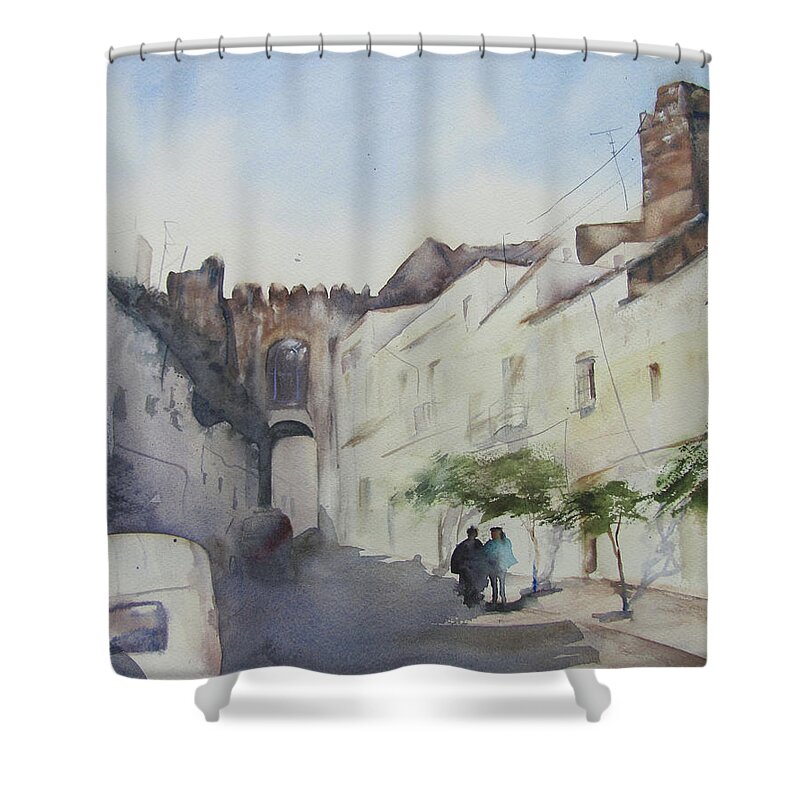 Spain Shower Curtain featuring the painting Arcos by Amanda Amend