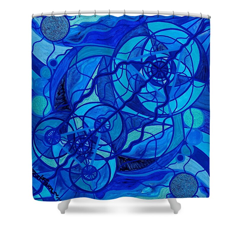Vibration Shower Curtain featuring the painting Arcturian Calming Grid by Teal Eye Print Store