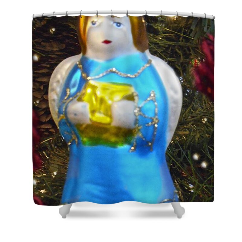 Vintage Christmas Angel Ornament Shower Curtain featuring the photograph Christmas Angel ornament by Joan Reese