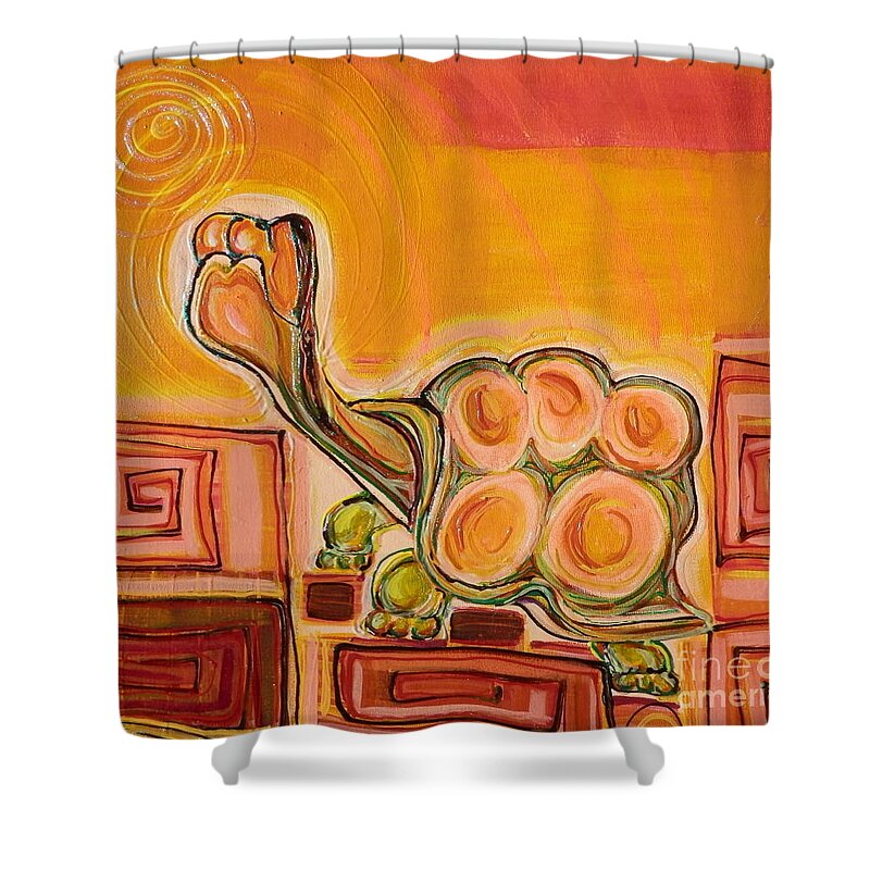 Acrylic Shower Curtain featuring the painting Arizona turtle by Barbara Leigh Art