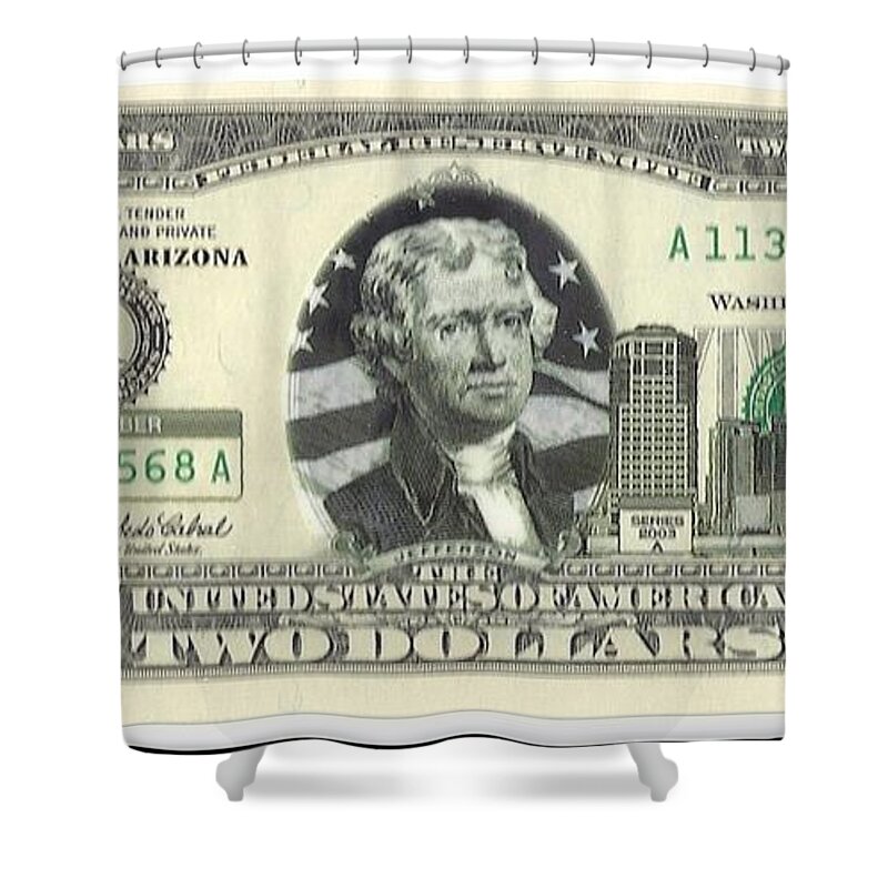 Currency Shower Curtain featuring the photograph Arizona Two Dollar Bill by Charles Robinson