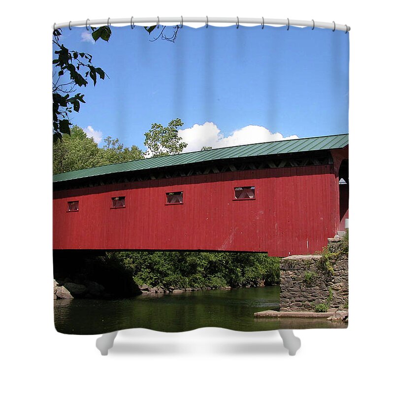 Covered Bridge Shower Curtain featuring the photograph Arlington Bridge 2526a by Guy Whiteley