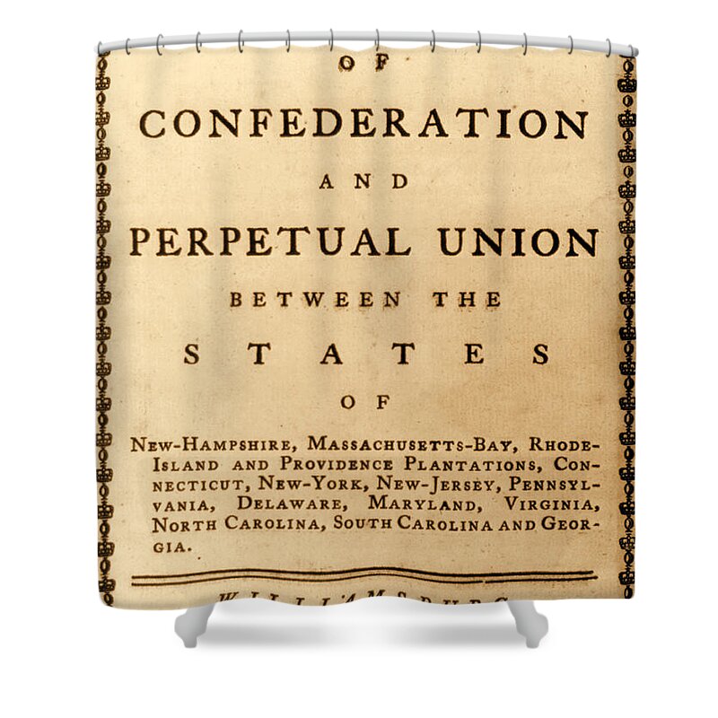 Government Shower Curtain featuring the photograph Articles Of Confederation, 1777 by Science Source