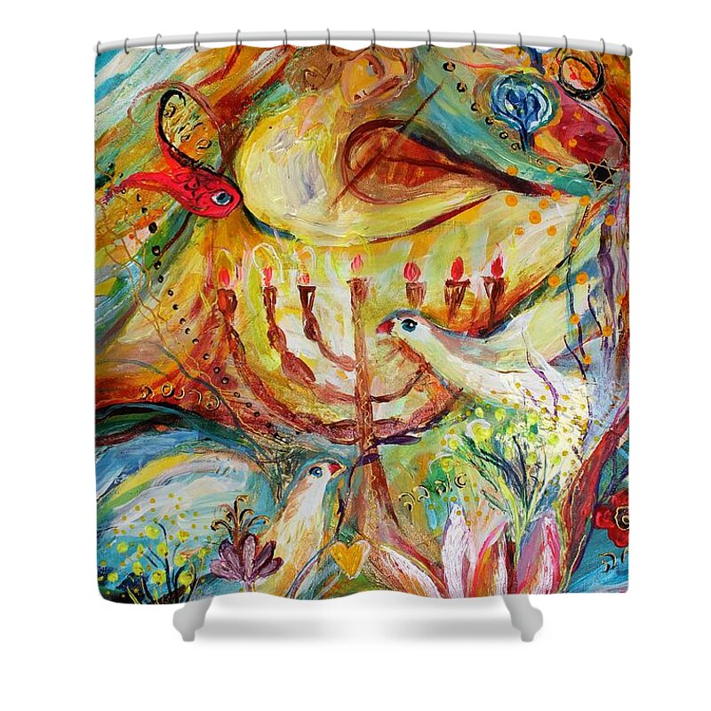 Jewish Art Prints Shower Curtain featuring the painting Artwork Fragment 20 by Elena Kotliarker