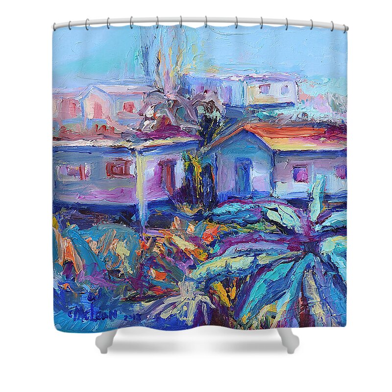 Abstract Shower Curtain featuring the painting As a Gentle Breeze by Cynthia McLean