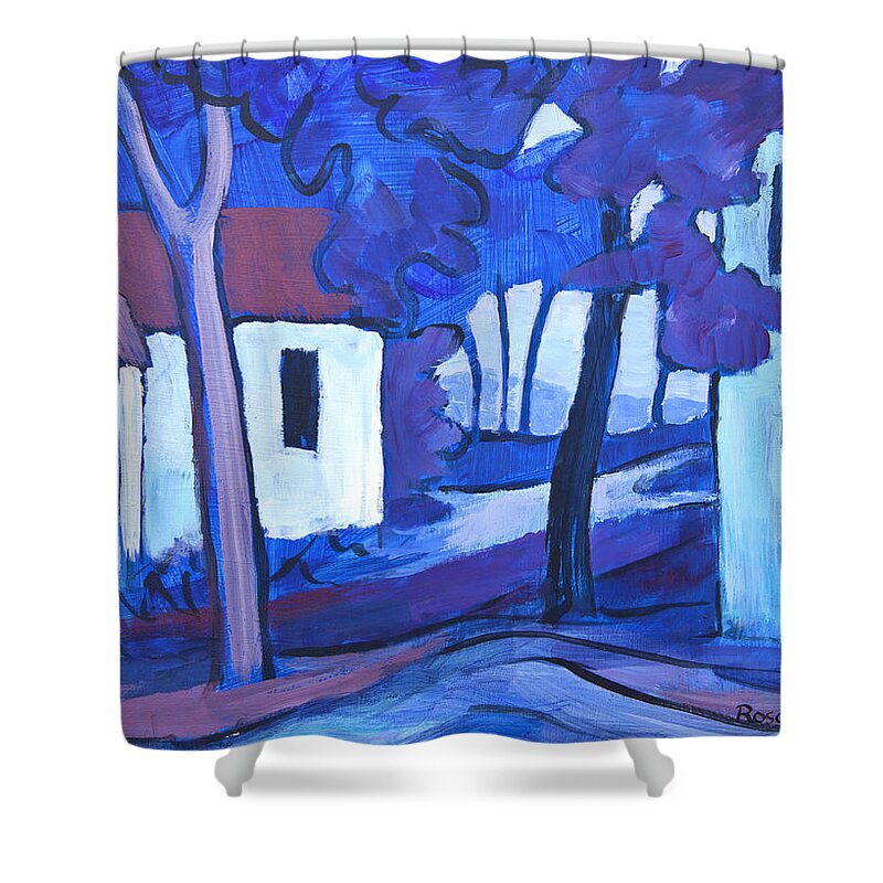 Painting Shower Curtain featuring the painting Ashcroft Manor Buildings by Theresa Tahara