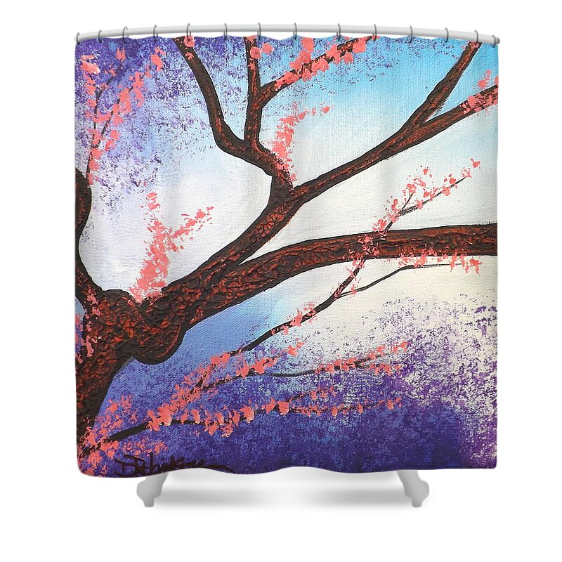 Asian Bloom Shower Curtain featuring the painting Asian Bloom Triptych 1 by Darren Robinson