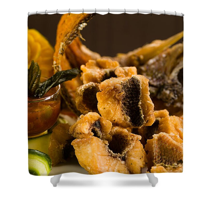 Asian Shower Curtain featuring the photograph Asian Fried Snapper by Raul Rodriguez