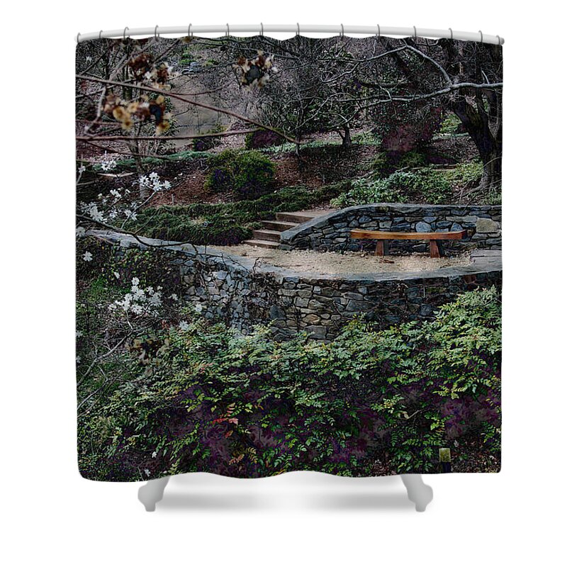 Cherry Blossoms Shower Curtain featuring the photograph Asian Garden by Carolyn Stagger Cokley
