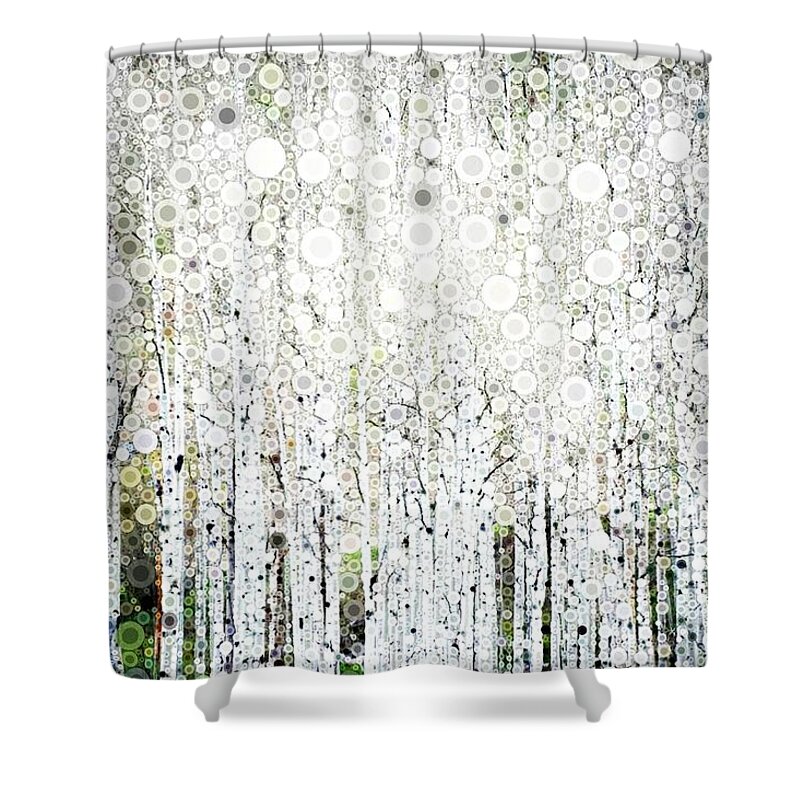 Aspen Shower Curtain featuring the digital art Aspens in the Spring by Linda Bailey