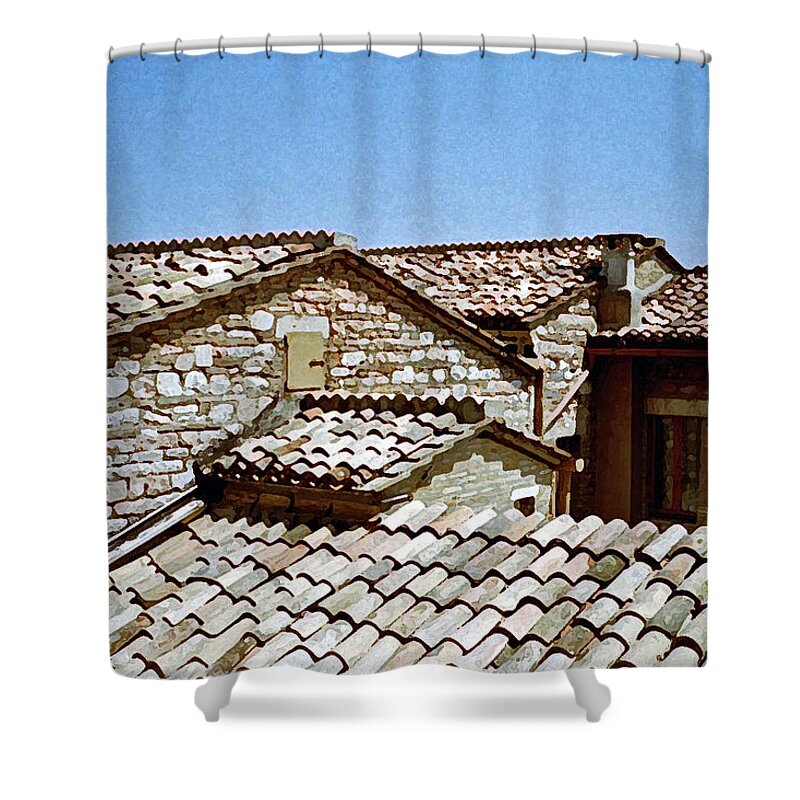 Assissi Shower Curtain featuring the digital art Assissi Roof 1 by John Vincent Palozzi