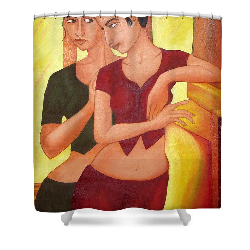 Oil Shower Curtain featuring the painting Assurance by Sonali Kukreja
