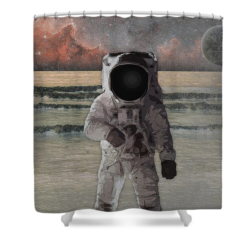 Astronaut Shower Curtain featuring the digital art Astronaut Space Mission by Phil Perkins