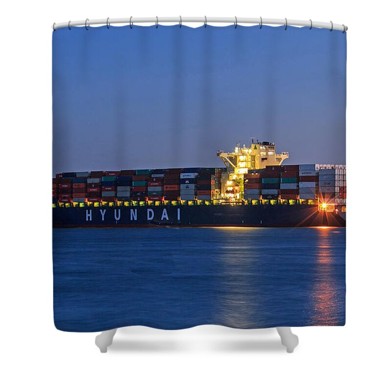 Twilight Shower Curtain featuring the photograph Anchored in Calm Waters by E Faithe Lester