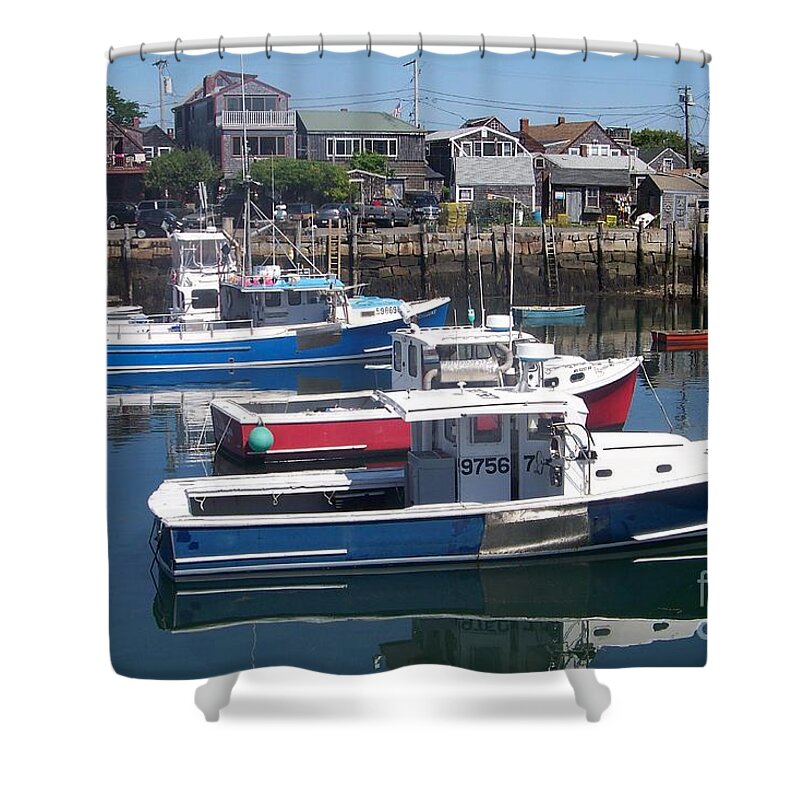 Boats. Boats On The Water Shower Curtain featuring the photograph Colorful Boats by Eunice Miller