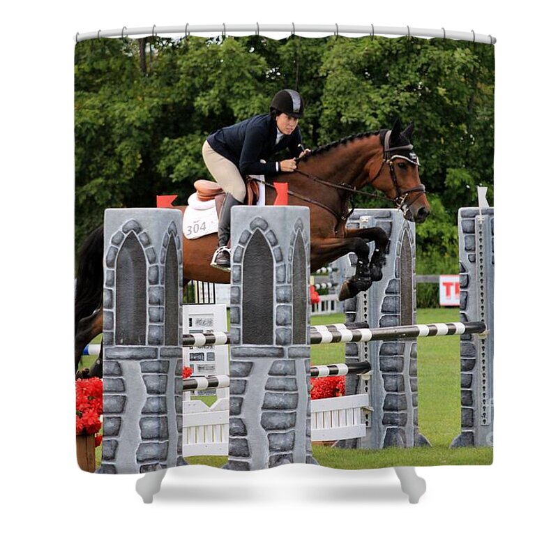Horse Shower Curtain featuring the photograph At-su-jumper28 by Janice Byer
