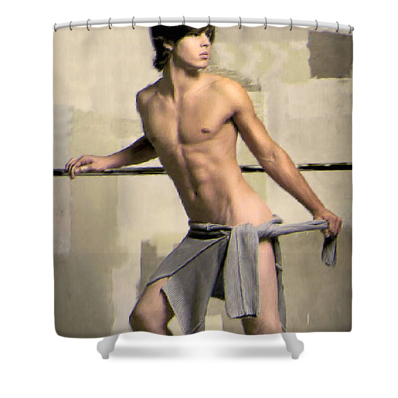Ancient Greece Shower Curtain featuring the painting At the Palaistra by Troy Caperton