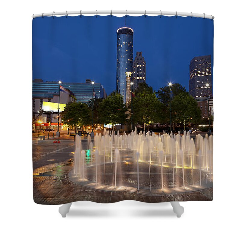 City Shower Curtain featuring the photograph Atlanta by Night by Alexey Stiop