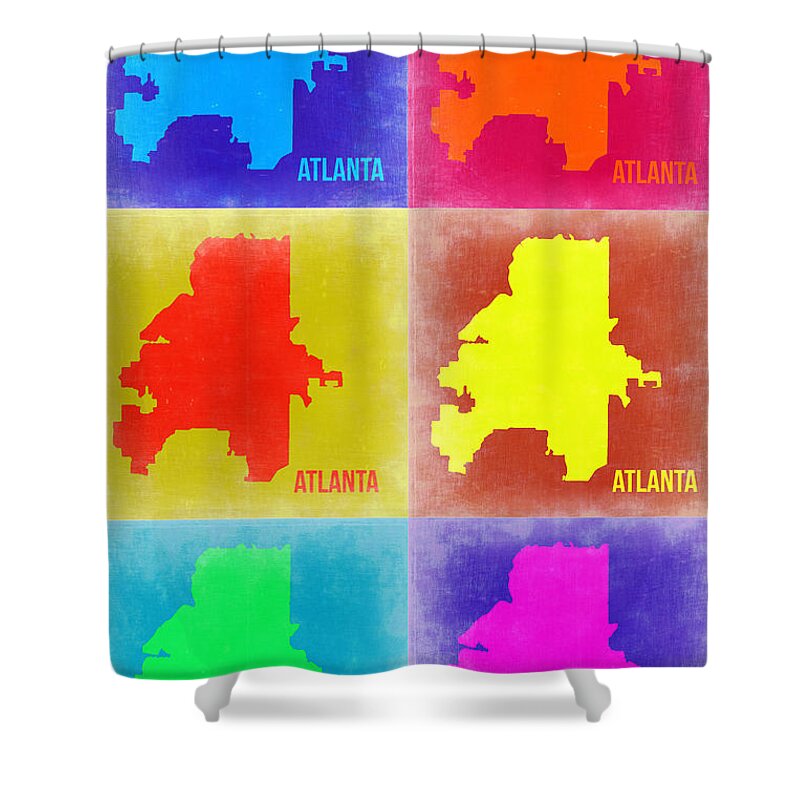 Atlanta Map Shower Curtain featuring the painting Atlanta Pop Art Map 3 by Naxart Studio