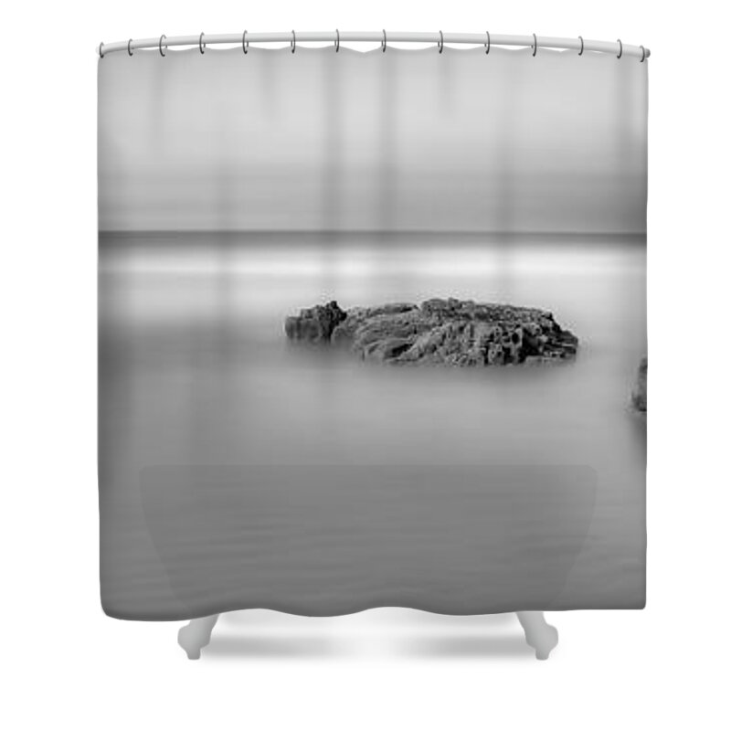 Atlantic Shower Curtain featuring the photograph Little rocks off Downhill by Nigel R Bell