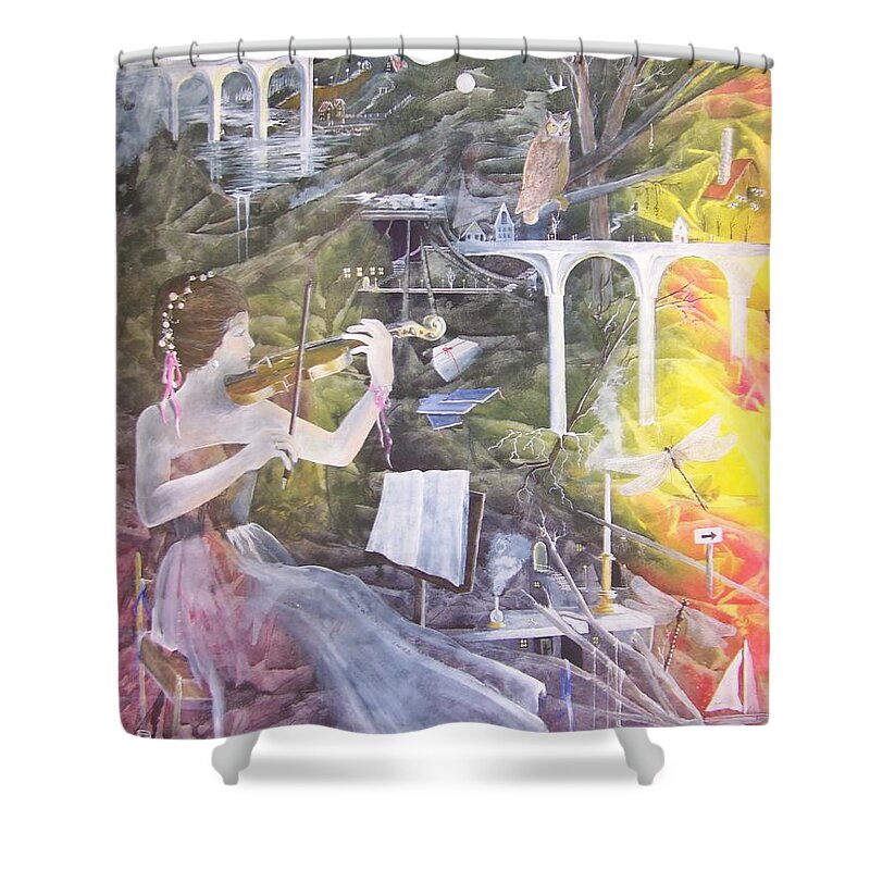 Girl Shower Curtain featuring the painting Aubry's Nocturne by Jackie Mueller-Jones