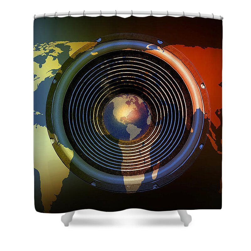 Audio Shower Curtain featuring the digital art Audio World by Steve Ball