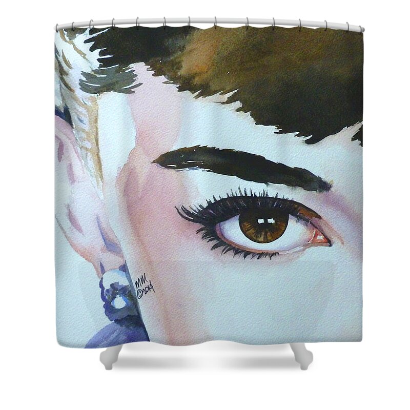 Audrey Hepburn Shower Curtain featuring the painting Audrey by Michal Madison