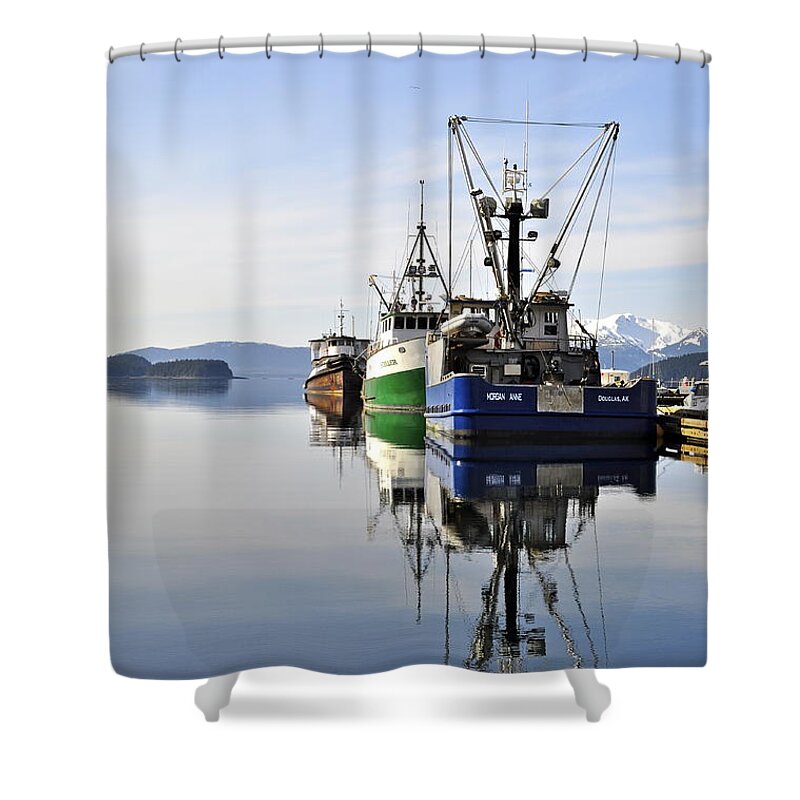 Auke Bay Shower Curtain featuring the photograph Auke Bay Reflection by Cathy Mahnke
