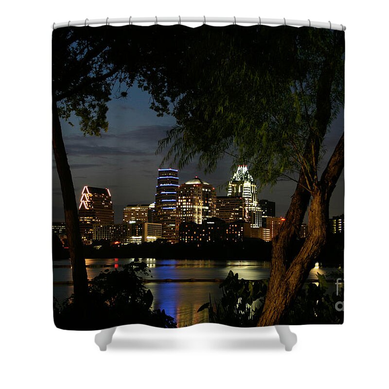 Austin Shower Curtain featuring the photograph Austin Wooded Skyline by Randy Smith