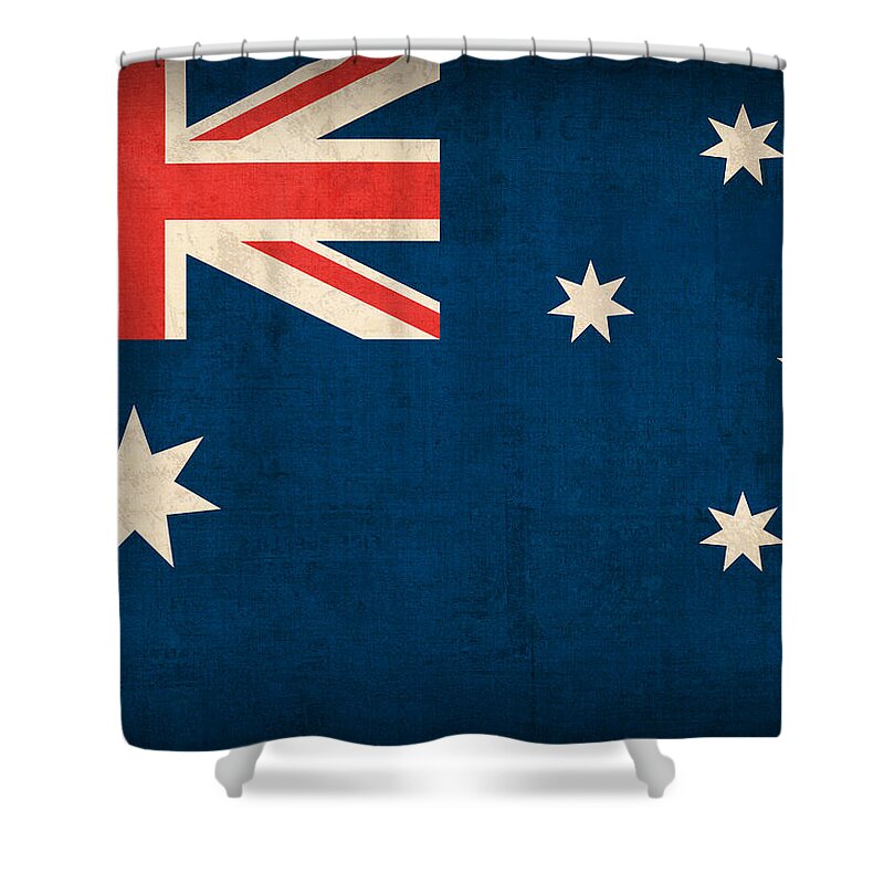 Australia Flag Vintage Distressed Finish Outback Australian Sydney Brisbane Pacific Continent Country Nation Australian Shower Curtain featuring the mixed media Australia Flag Vintage Distressed Finish by Design Turnpike