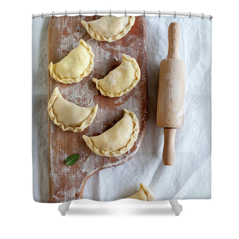 Cheese Shower Curtain featuring the photograph Austrian Ravioli by Ingwervanille