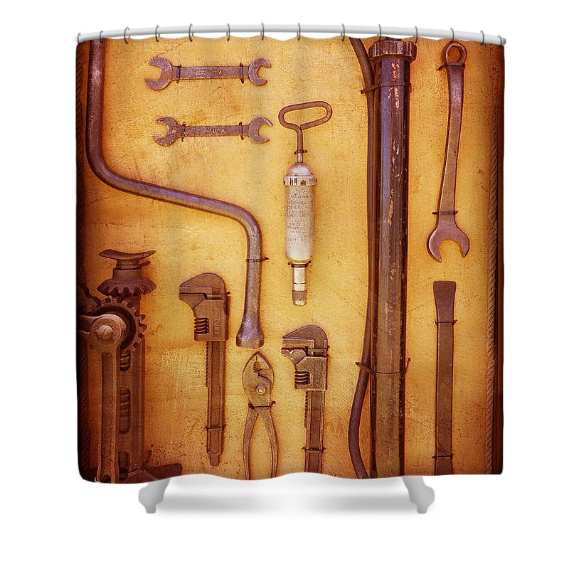 Tools Shower Curtain featuring the photograph Auto Mechanic Vintage Tools by Ann Powell