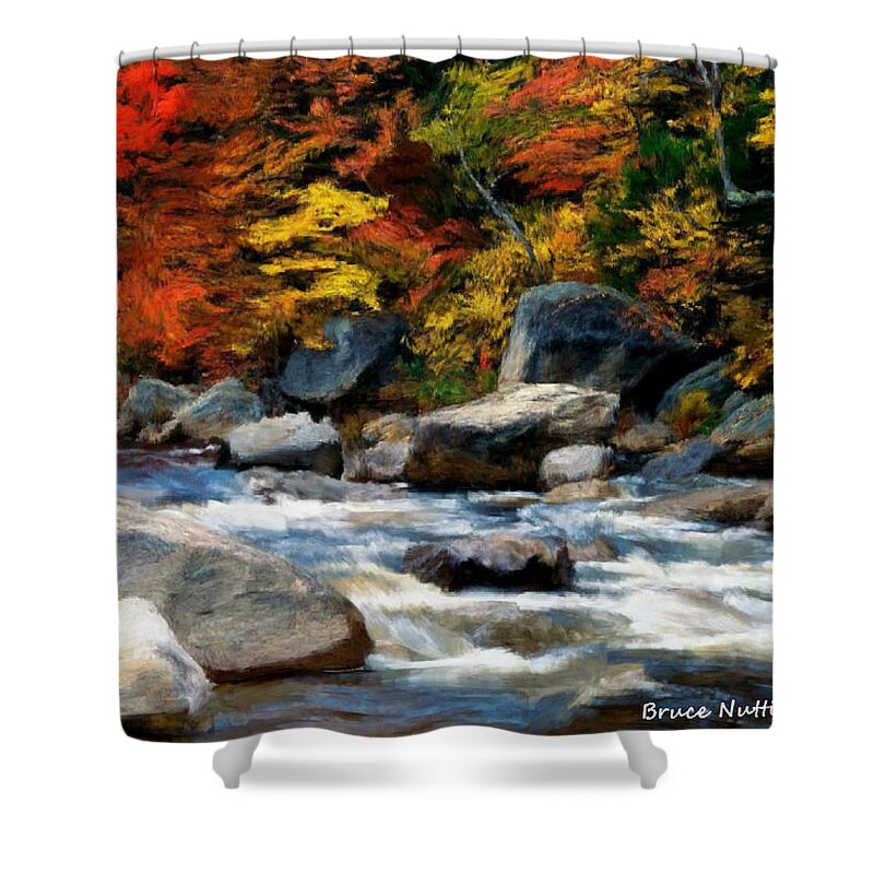 Colorful Shower Curtain featuring the painting Autumn Creek by Bruce Nutting
