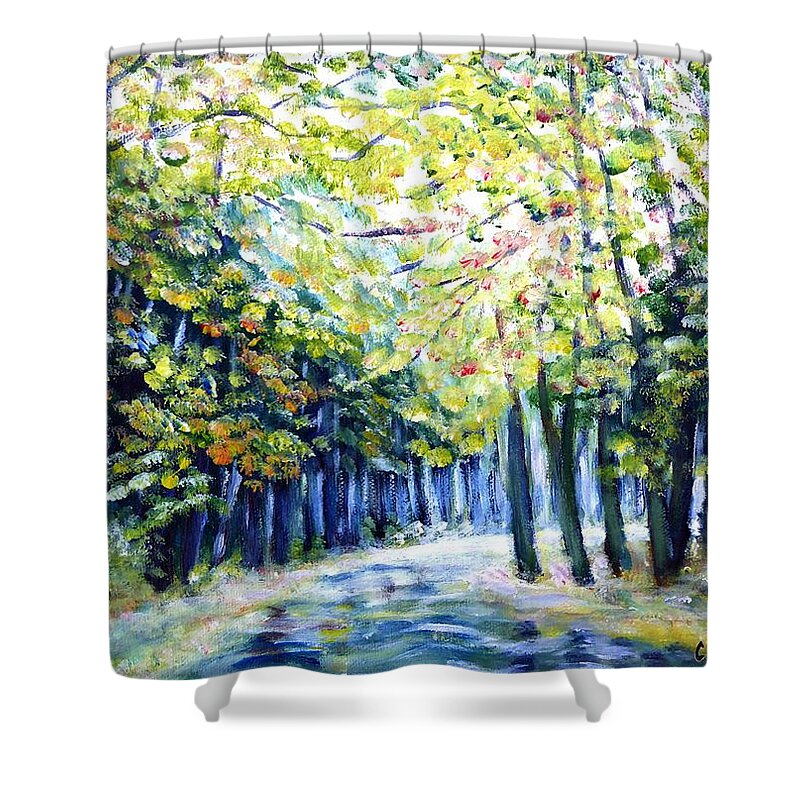Autumn Shower Curtain featuring the painting Autumn by Cristina Stefan