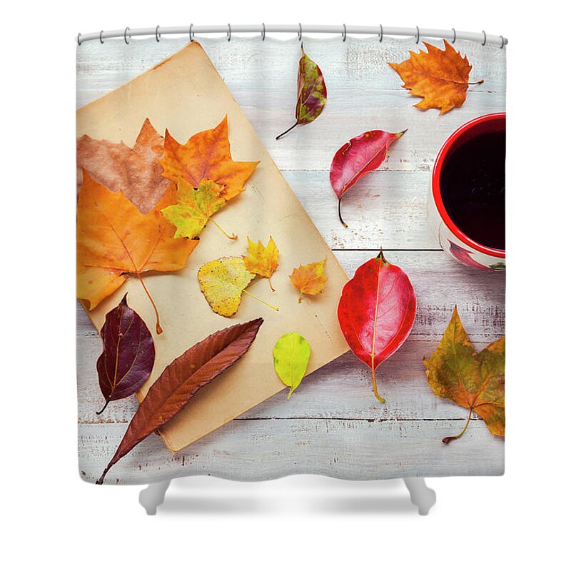 Tranquility Shower Curtain featuring the photograph Autumn Cup Of Tea by Flavia Morlachetti
